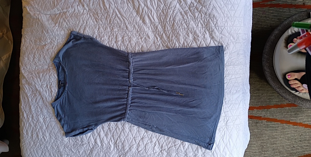 Hilary Radley Blue Striped Midi Dress